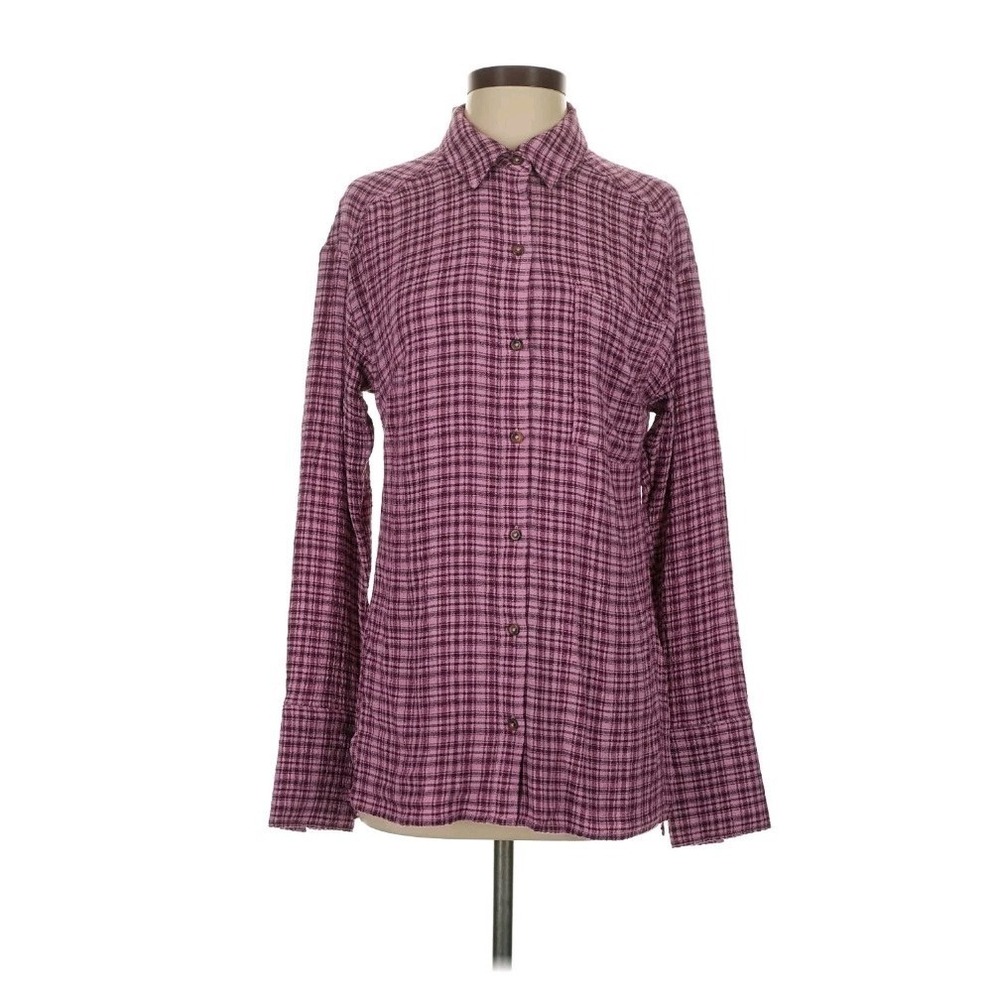 NWT Pilcro Anthropologie Gauze Plaid Pink Viscose Sz S Button-up Top Tunic Shirt